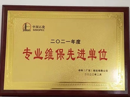 公司榮獲“2021年度專業維保先進單位”稱號