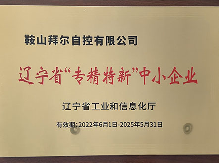 公司榮獲遼寧省“專精特新”中小企業稱號
